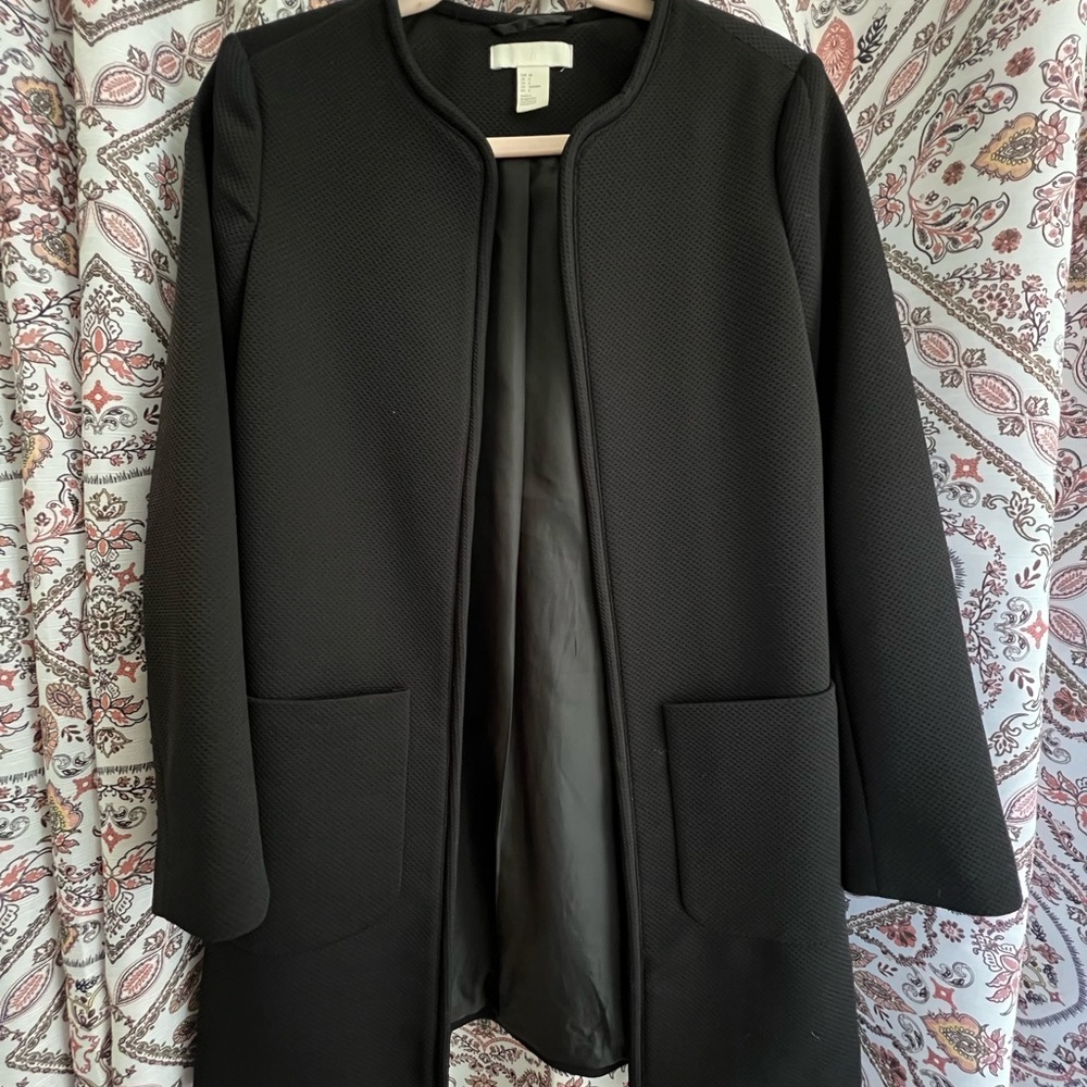 H&M Black Textured Women's Blazer